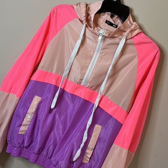 FASHION NOVA Colorful Windbreaker Pullover - Size Large - Picture 3 of 12